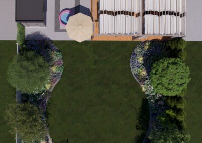 Mały ogród przy szeregówce ze strefą zabaw dla dzieci